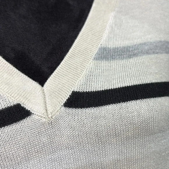 LOFT Knit V-neck,pullover,horizontal thin stripe sweater,super soft,multi color - Picture 2 of 10